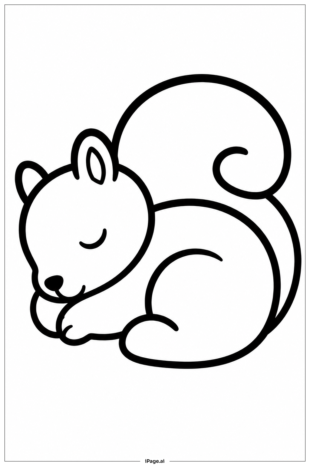 Squirrel Curled Sleeping Coloring Page