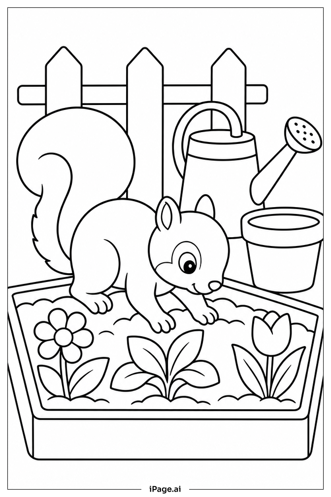 Squirrel Exploring Garden