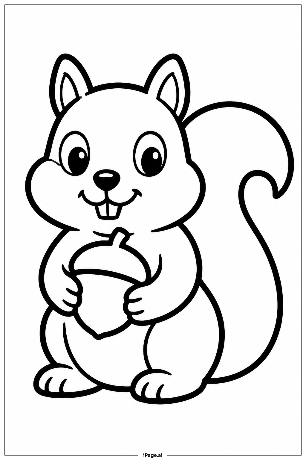 Squirrel Holding Acorn Coloring Page