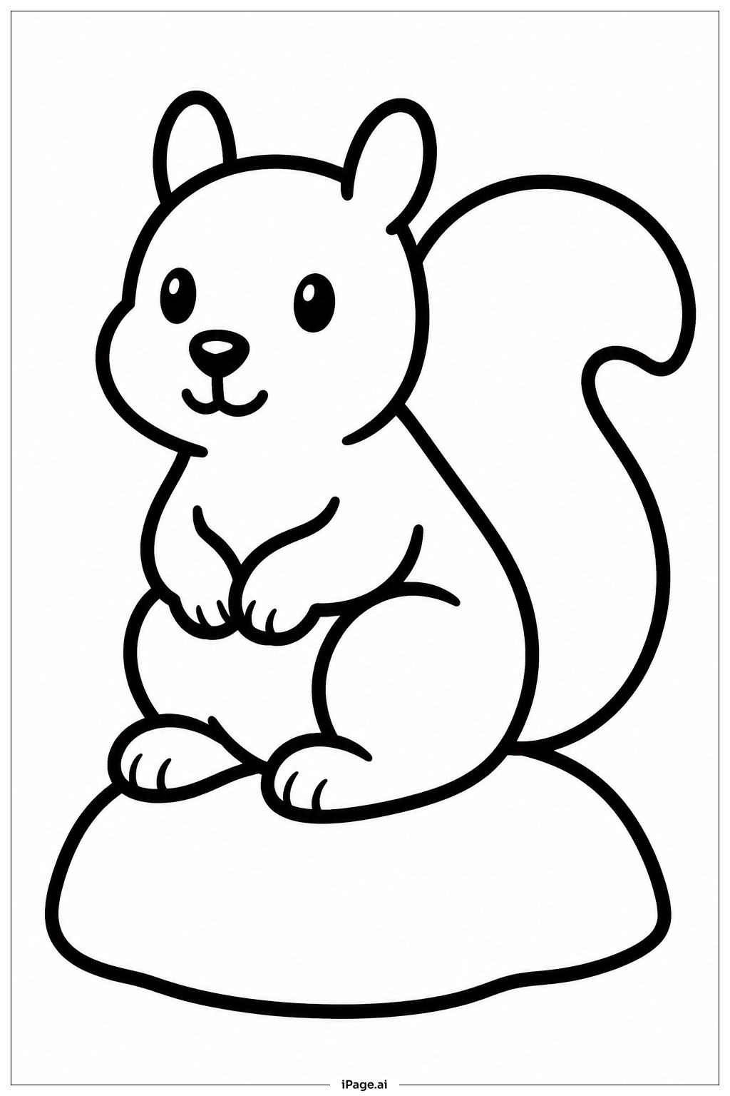 Squirrel On Rock Coloring Page