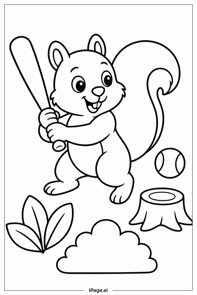 Squirrel Playing With Ball Coloring Page