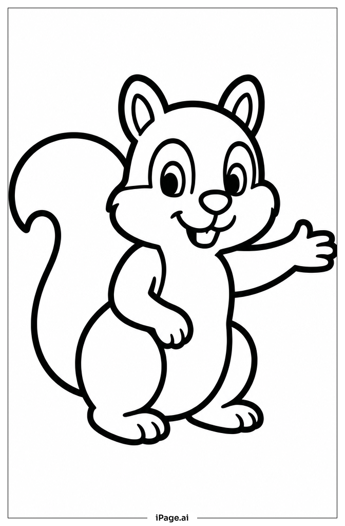 Squirrel Reaching Paw Coloring Page