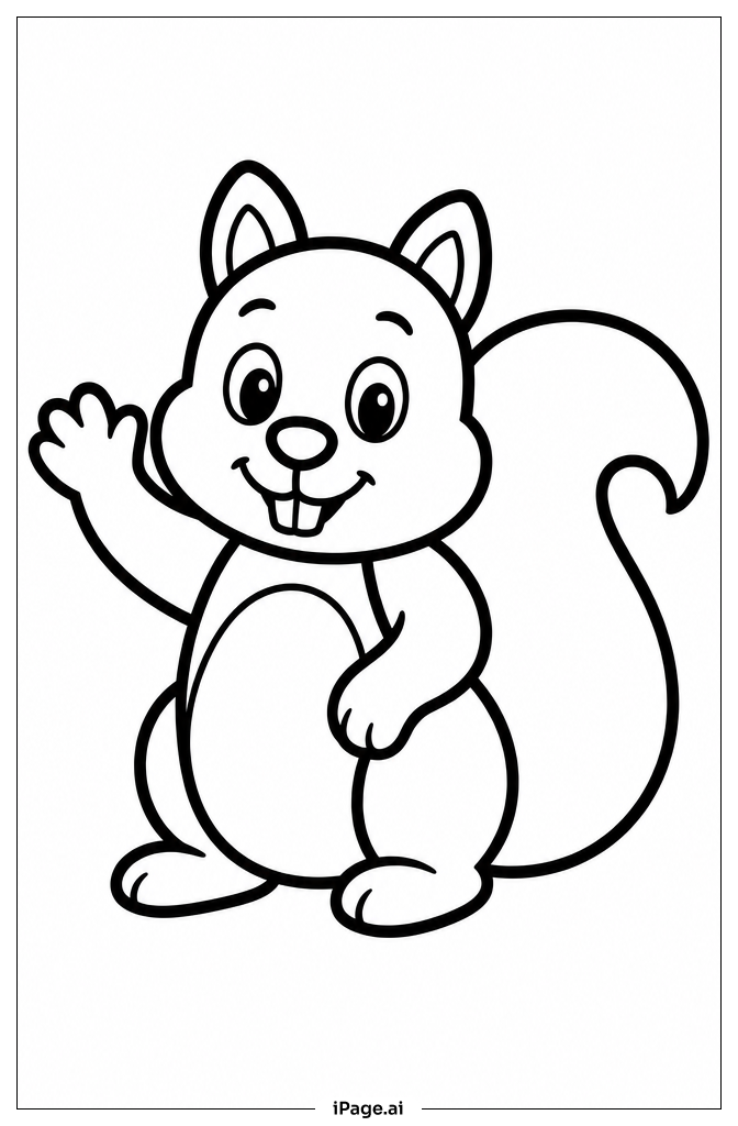 Squirrel Waving Coloring Page