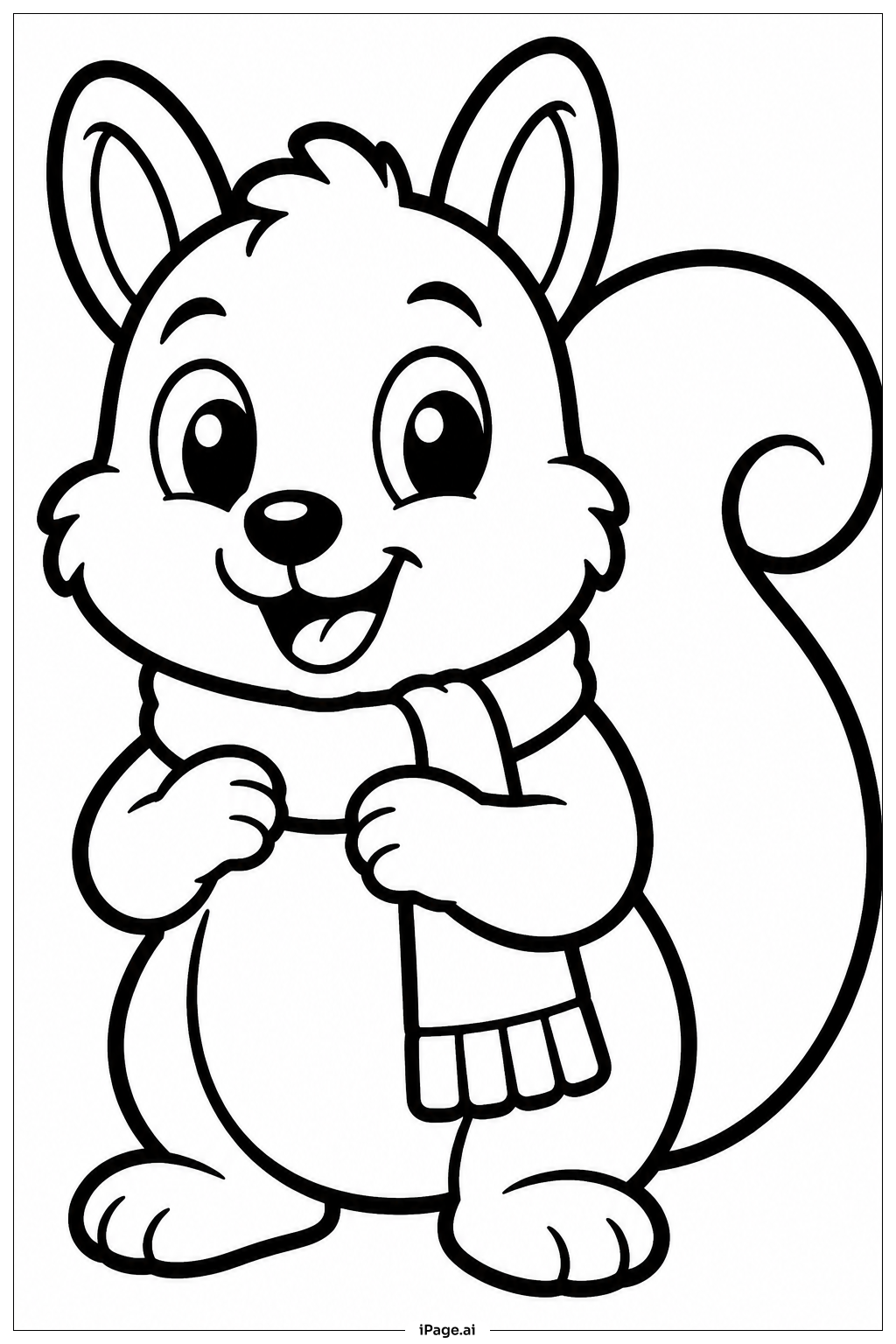 Squirrel With Scarf Coloring Page