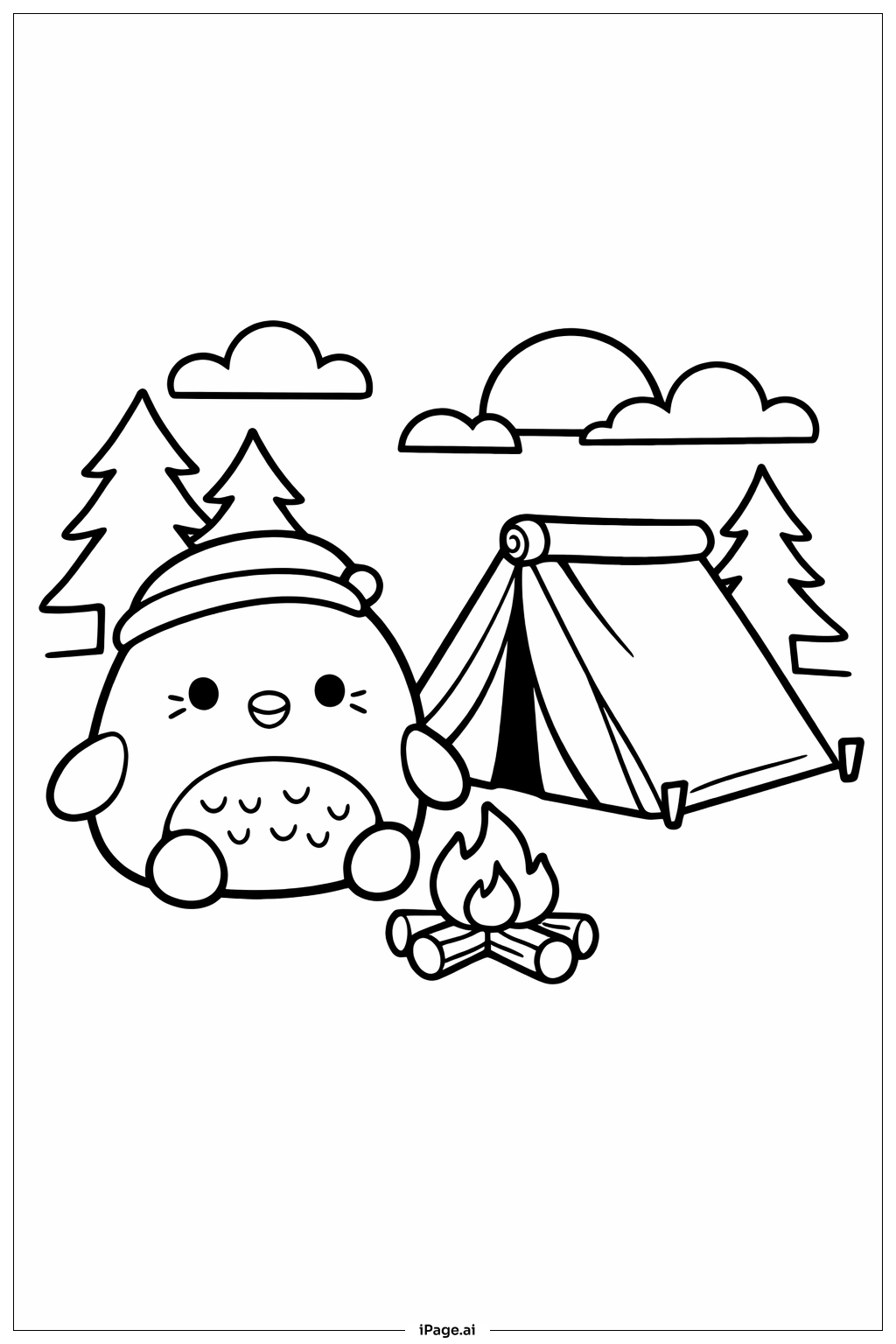 Squishmallow Camping Trip Coloring Page