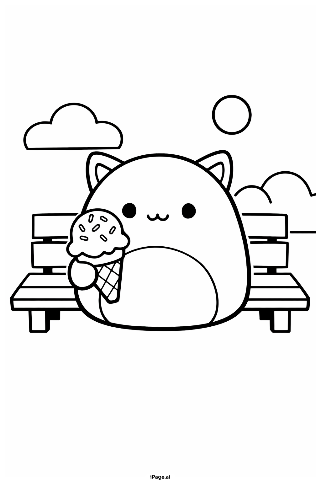 Squishmallow Ice Cream Treat Coloring Page