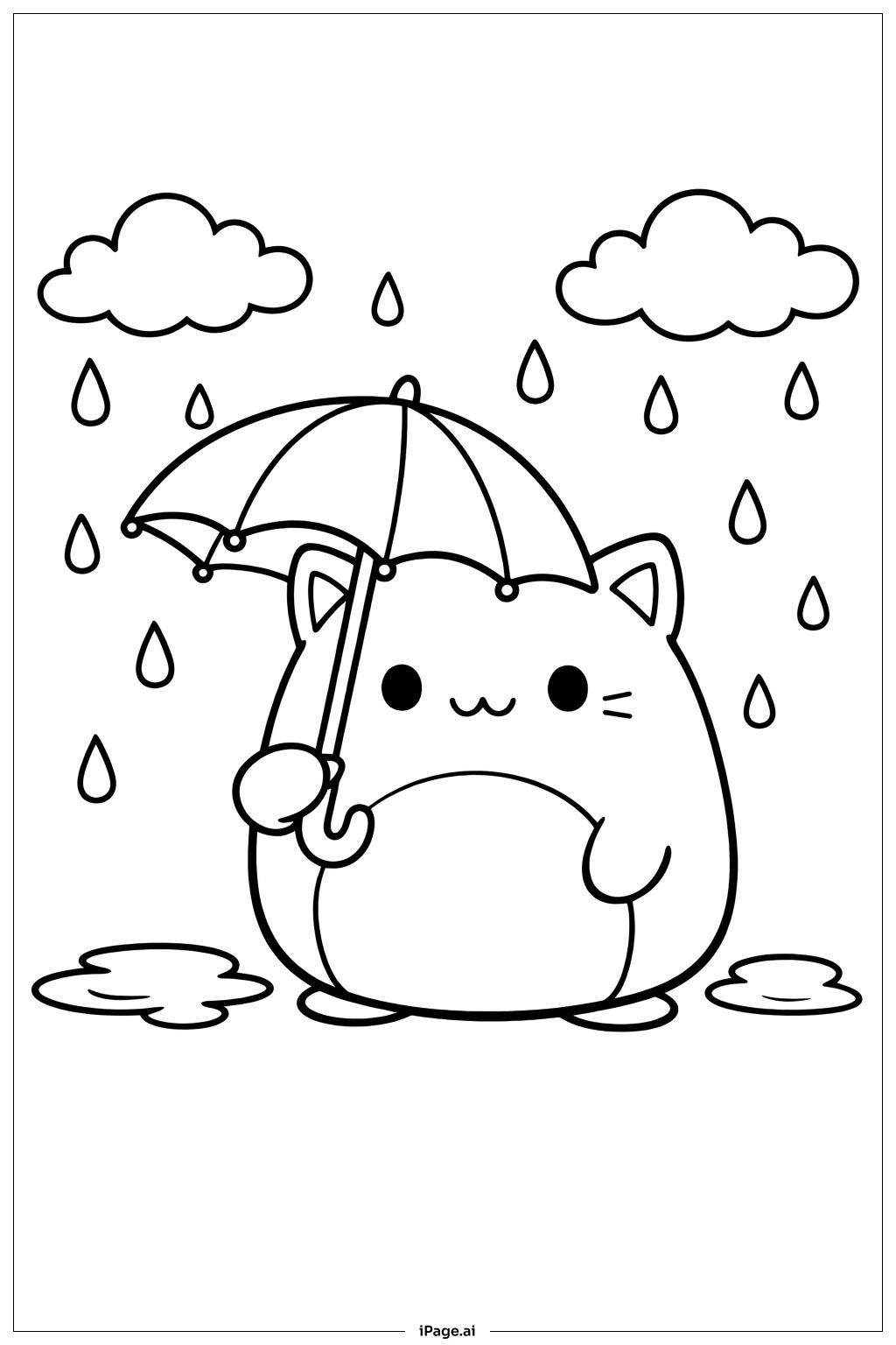 Squishmallow Rainy Day Coloring Page