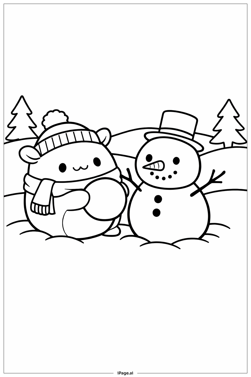 Squishmallow Snow Fun Coloring Page
