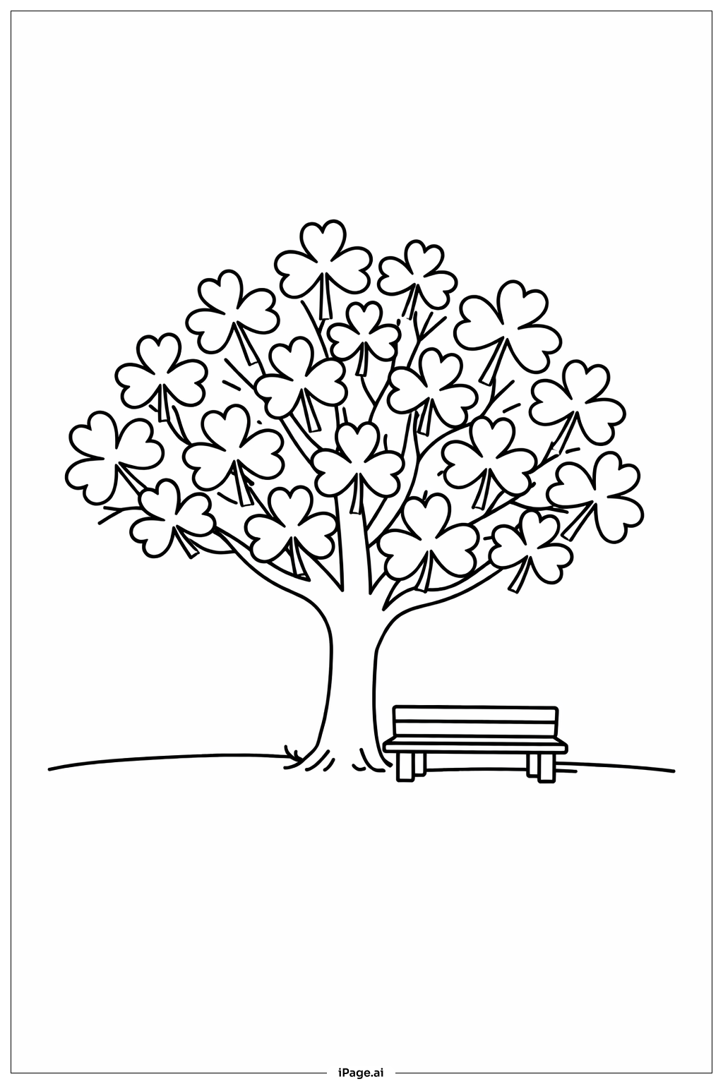 Page de coloriage Grand Arbre Trèfle de la Saint Patrick