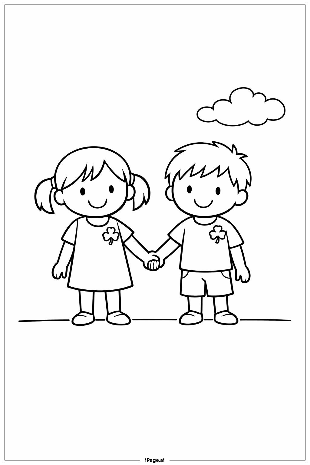 Page de coloriage Enfants tenant la main pour la Saint-Patrick