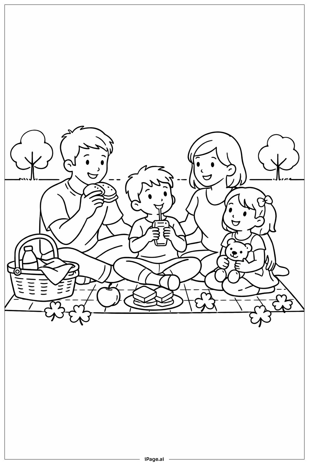 Page de coloriage Pique-nique familial de la Saint-Patrick