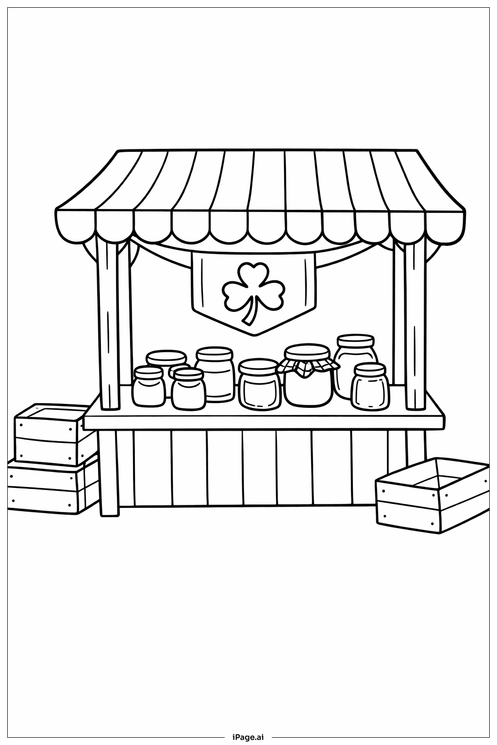 Page de coloriage Banc de marché festif pour la Saint-Patrick