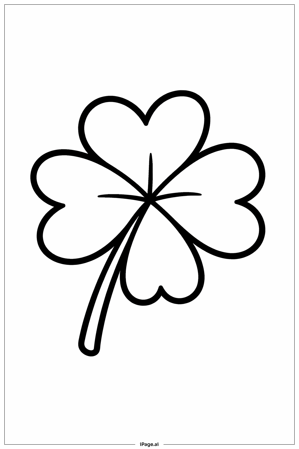 Page de coloriage Gros Trèfle à Quatre Feuilles de la Saint Patrick