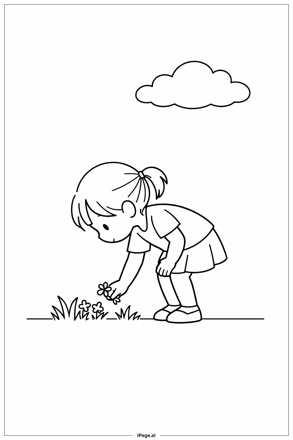 Page de coloriage Fille du jour de la Saint-Patrick cueillant du trèfle