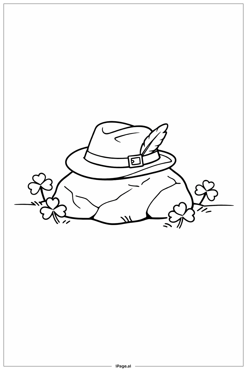 Page de coloriage Chapeau de la Saint Patrick sur un rocher