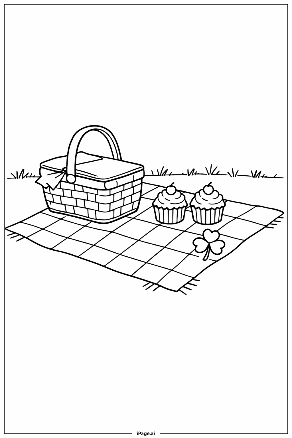 Page de coloriage Couverture de pique-nique pour la Saint-Patrick avec friandises