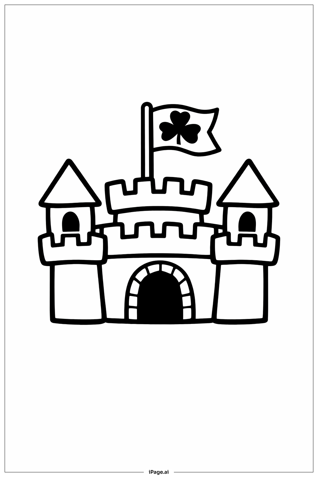Page de coloriage Château Simple de la Saint-Patrick avec Trèfle