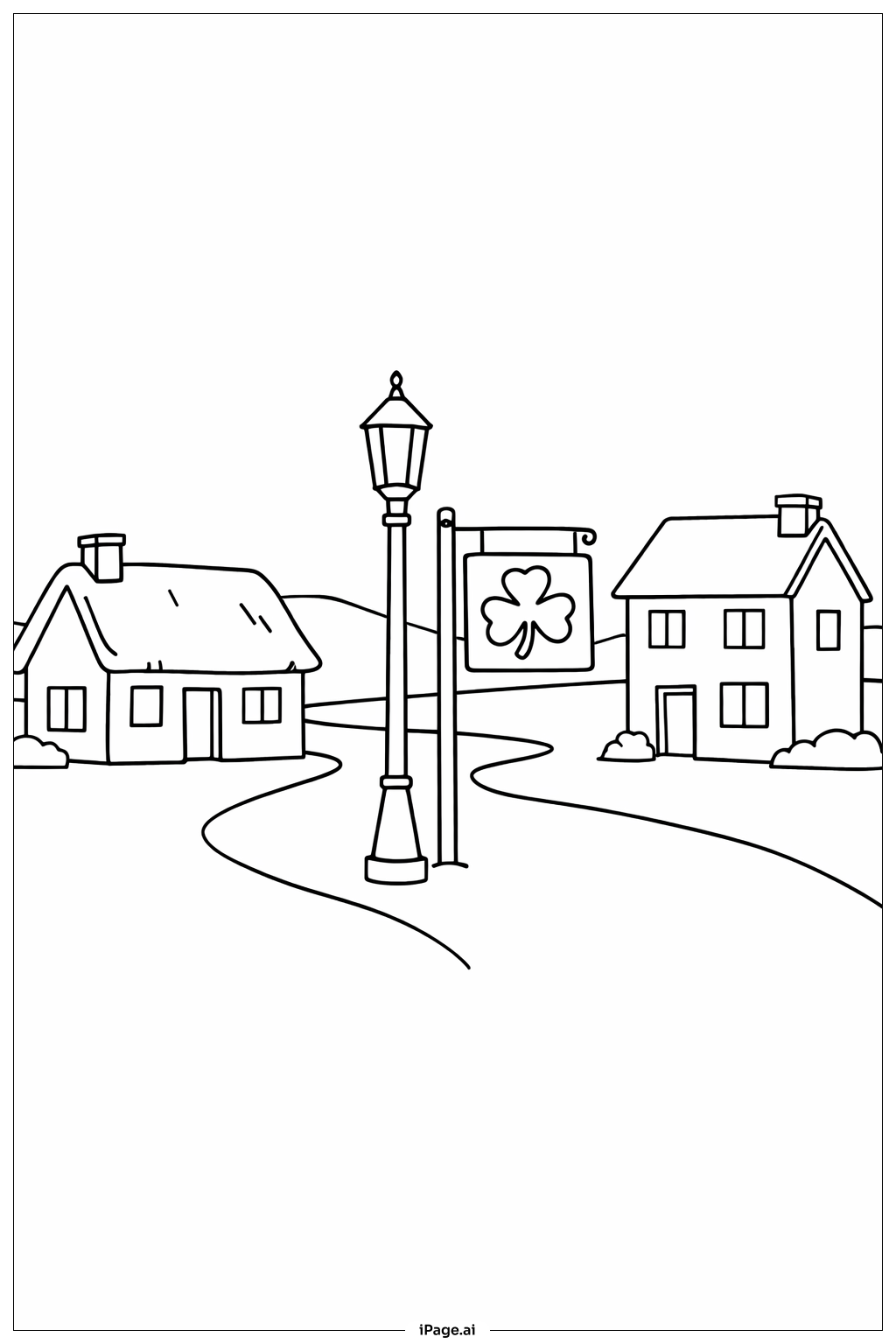 Page de coloriage Rue du Village de la Saint Patrick