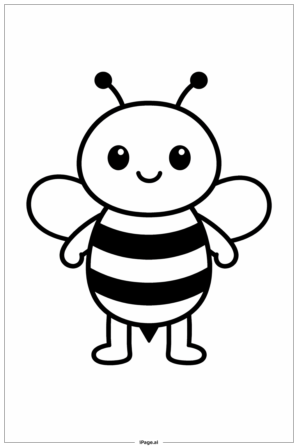  立っているミツバチの塗り絵ページ 