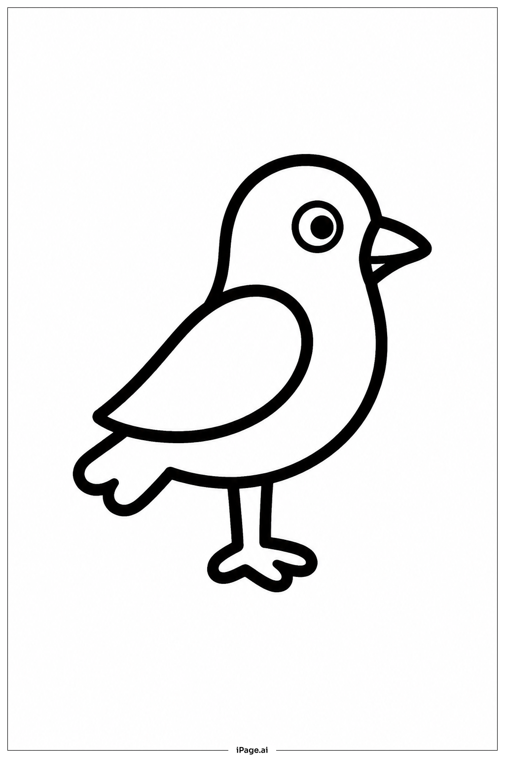 立っている鳥の横顔の塗り絵ページ