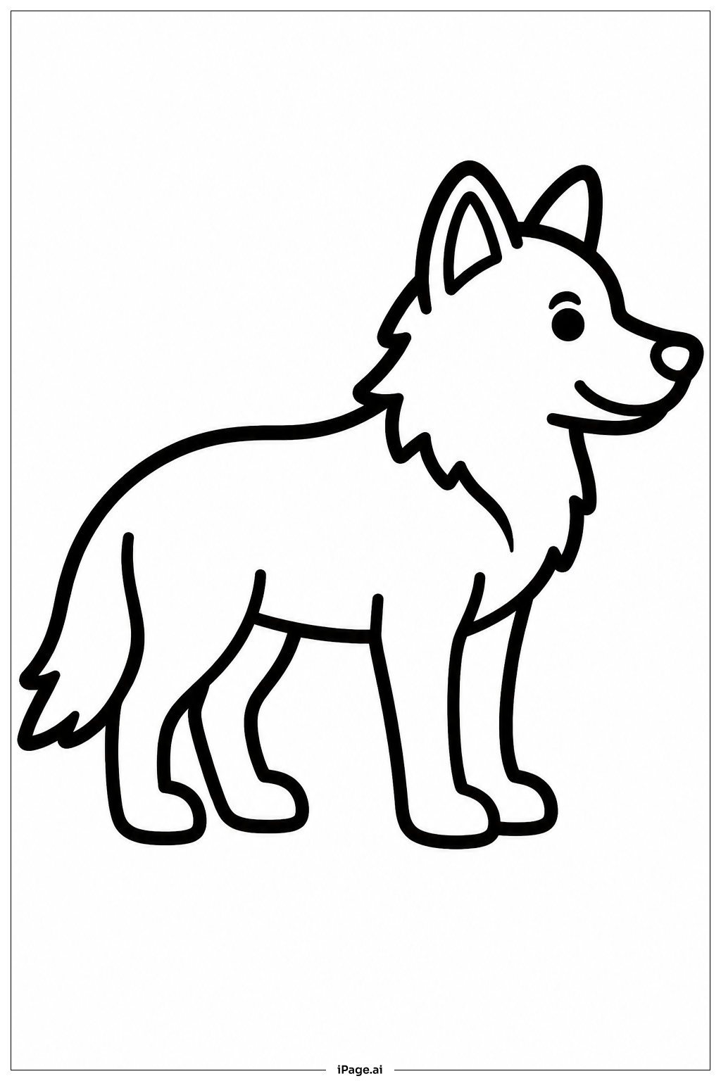 Standing Wolf Sideview Coloring Page