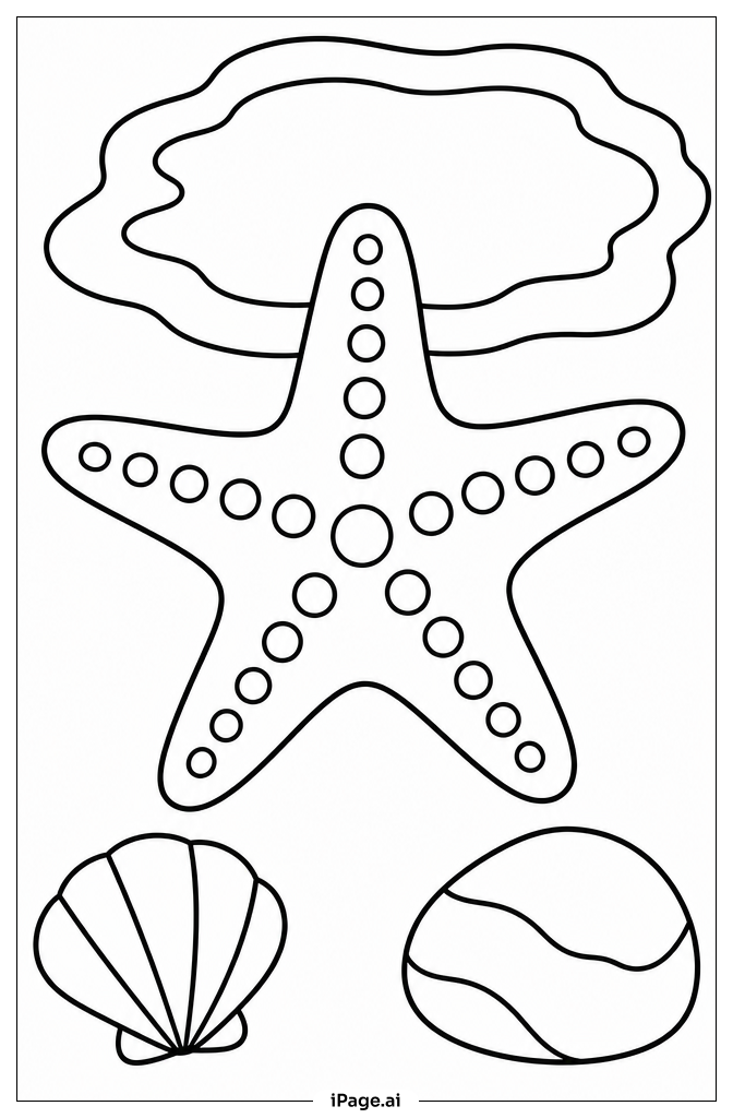 Starfish At Low Tide Coloring Page