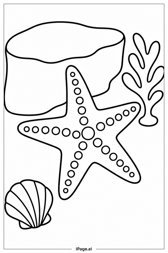 Starfish By Tide Pool Coloring Page