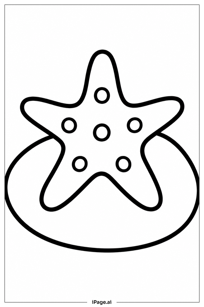 Starfish On Pebble Coloring Page
