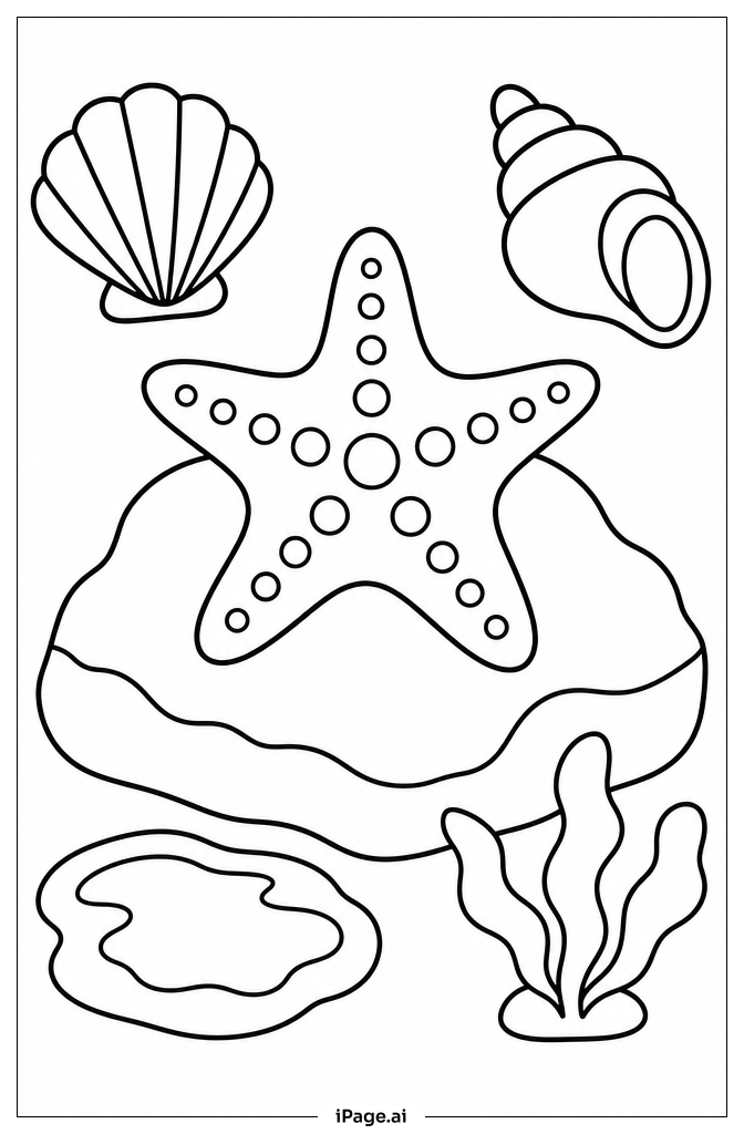 Starfish On Rock Coloring Page