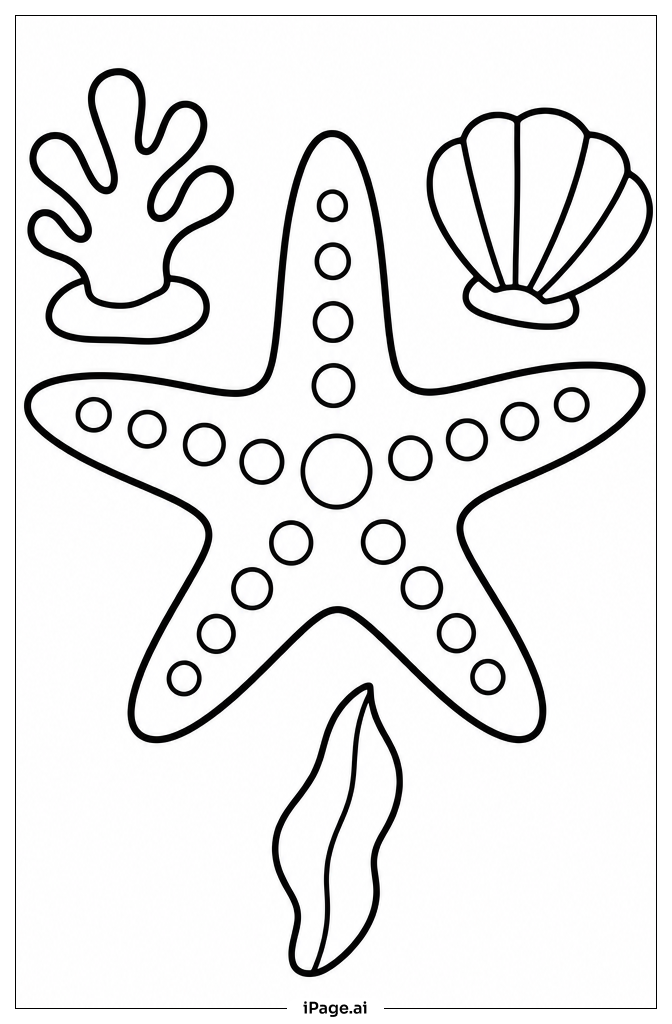 Starfish With Coral Accent Coloring Page