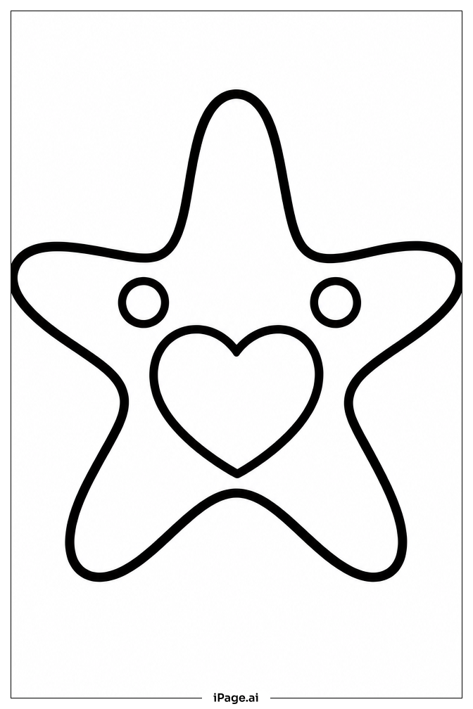 Starfish With Heart Coloring Page