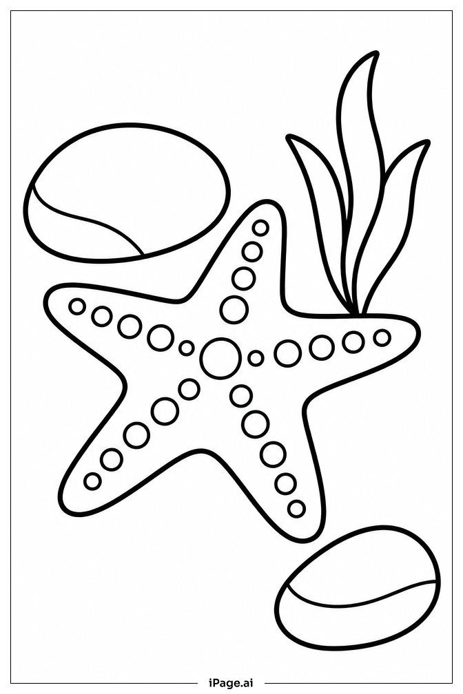 Starfish With Pebbles Coloring Page