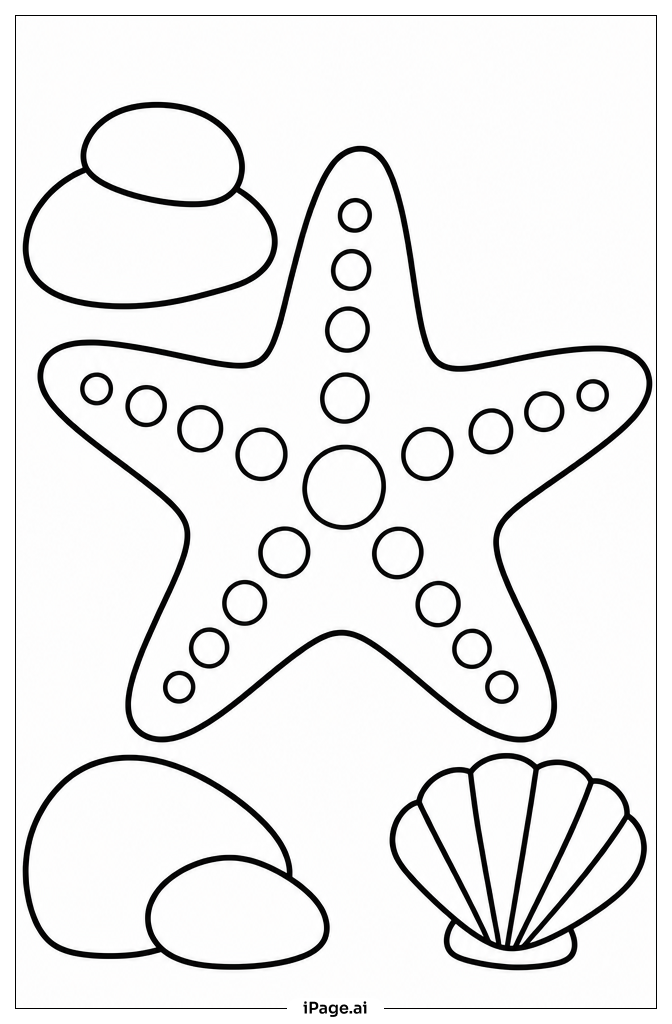 Starfish With Tiny Rock Garden Coloring Page