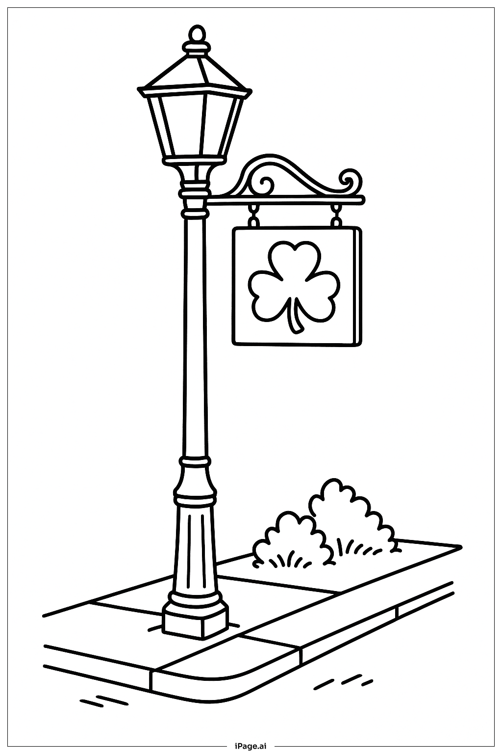 Street Lamp With Shamrock St. Patrick's Day Coloring Page 