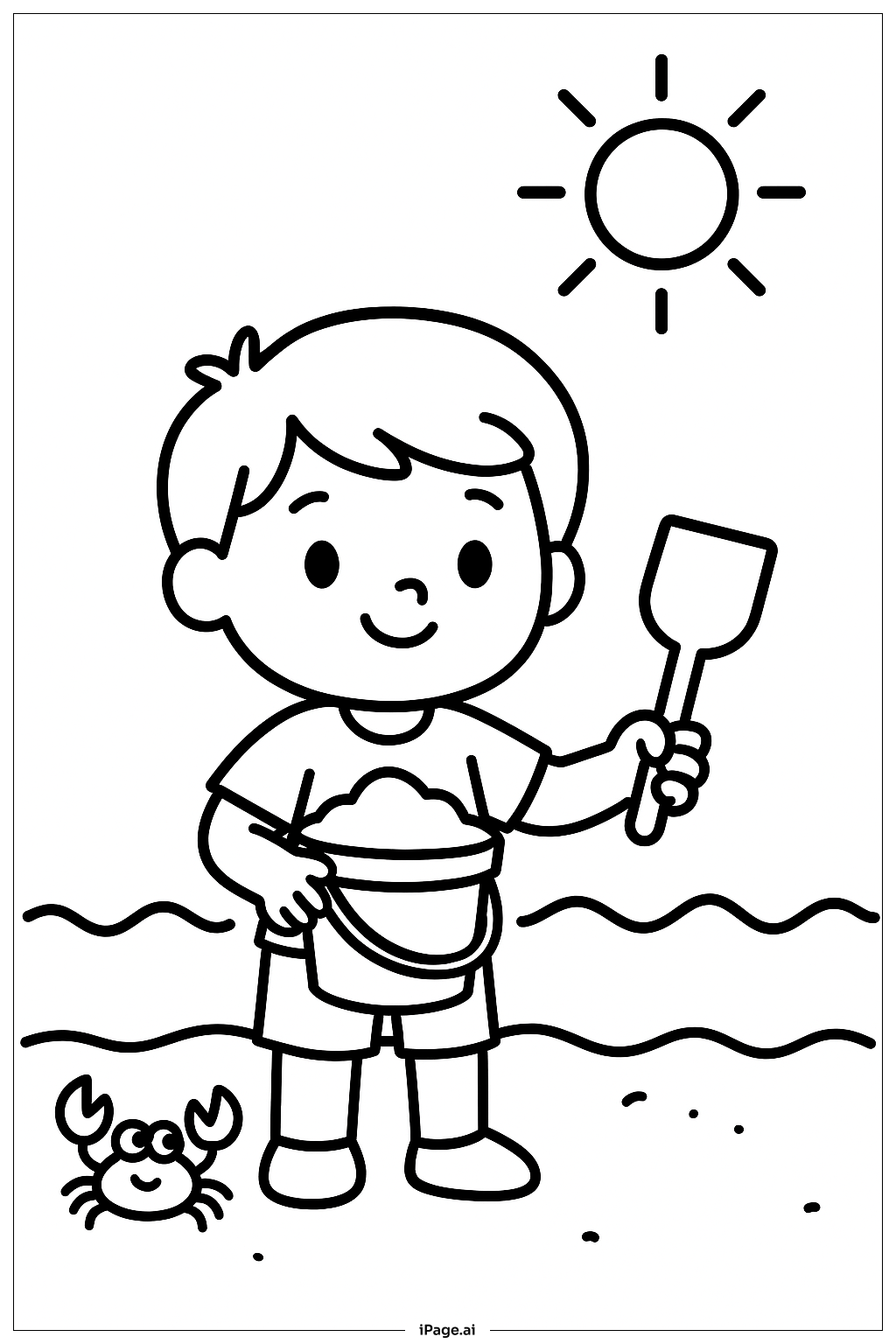 夏天的桶和铲子填色页