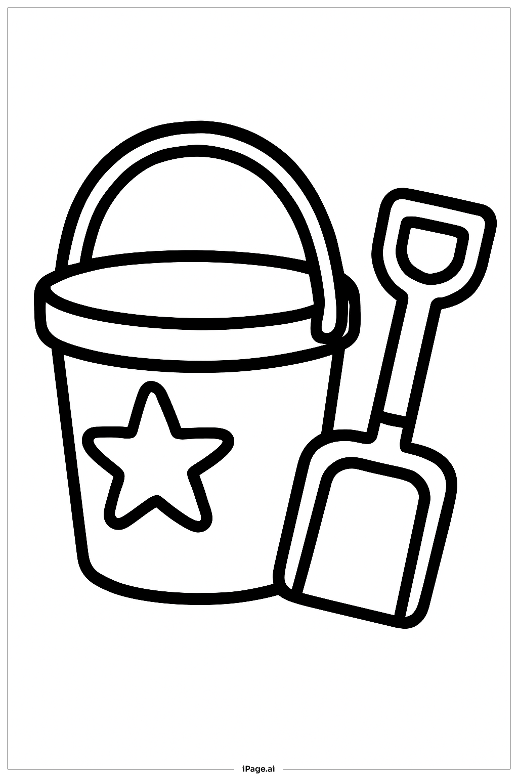  夏季水桶和铲子填色页 