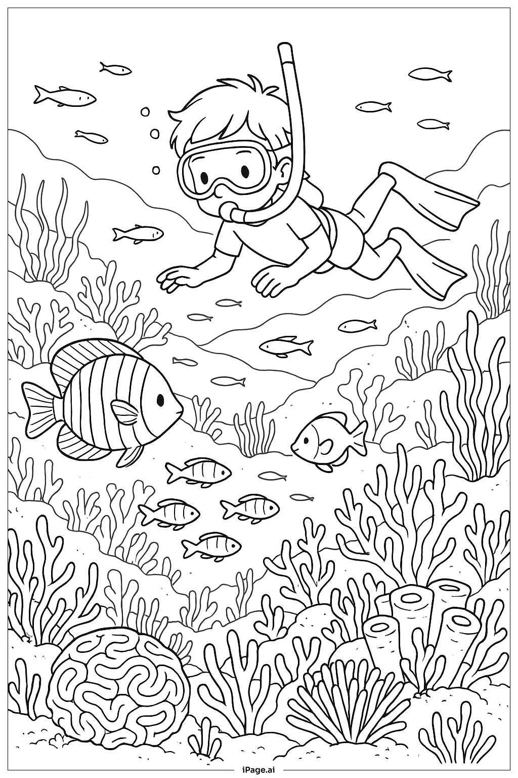  夏季珊瑚礁填色页 
