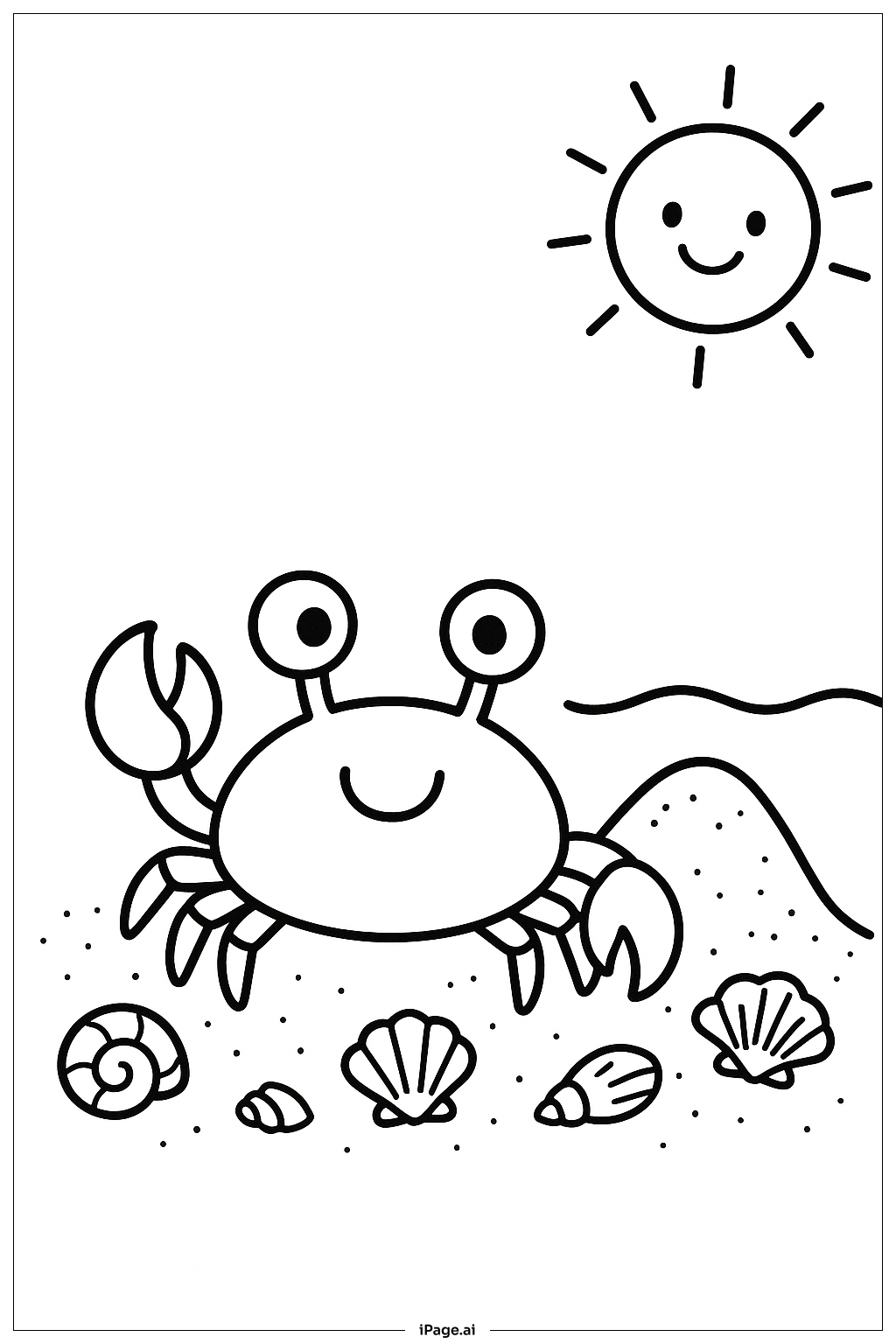 夏日友好小螃蟹填色页