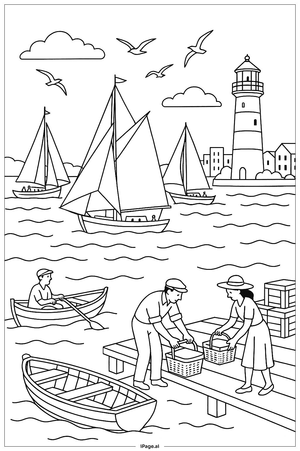  Página para colorear de Mercado del Puerto de Verano 