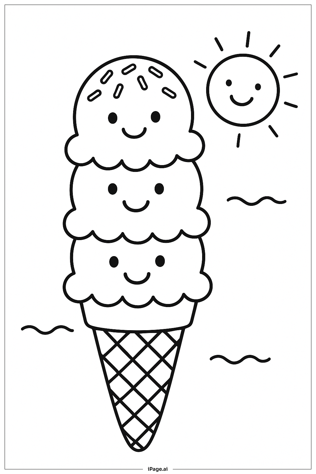  夏日冰淇淋美味填色页 