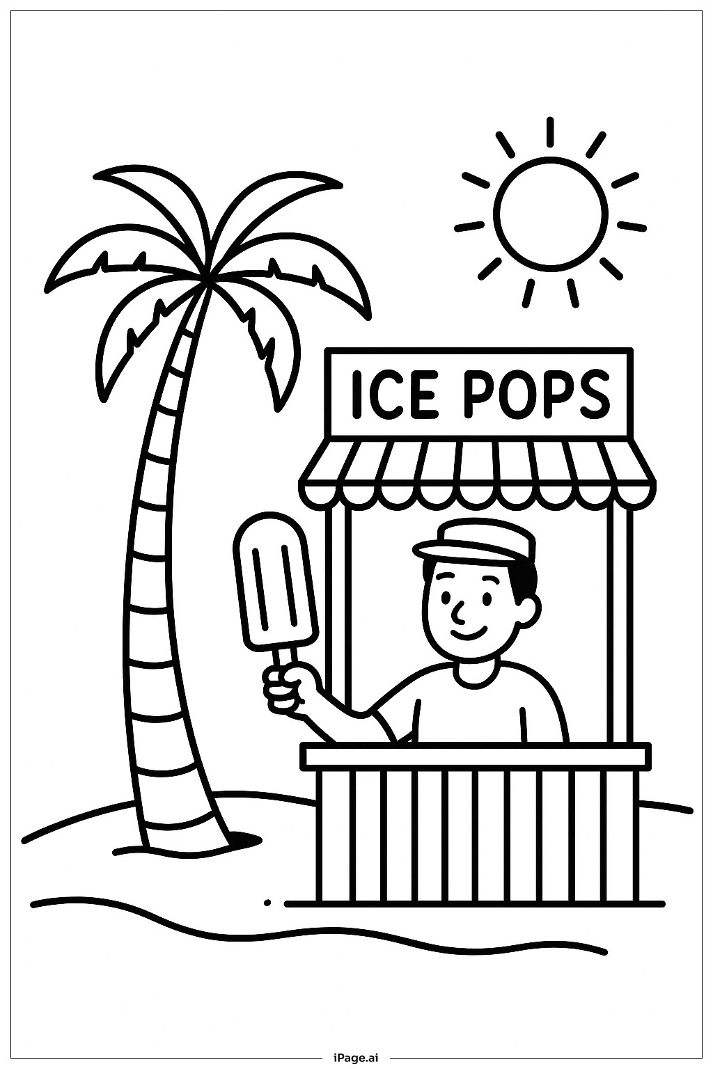  Página para colorir de Barraca de Picolé de Verão 