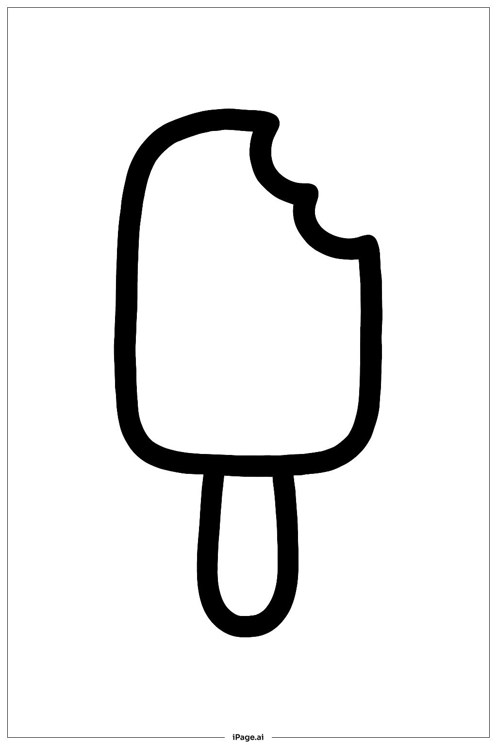  Página para colorir de Picolé de Verão com Mordida 