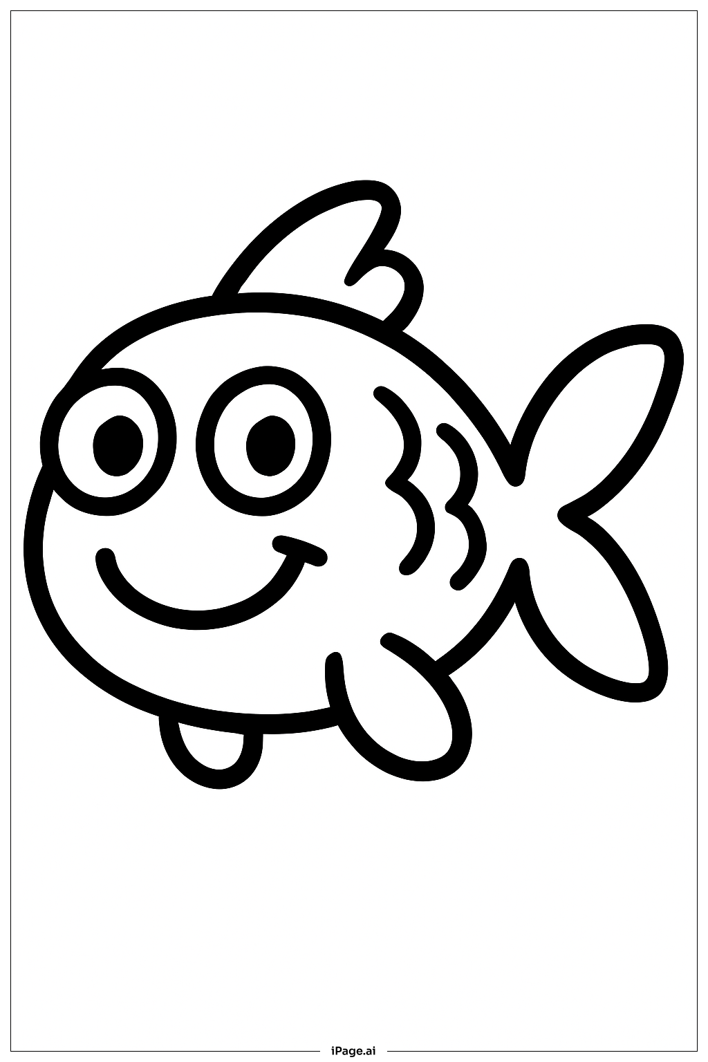  Página para colorir de Peixe Sorridente de Verão 