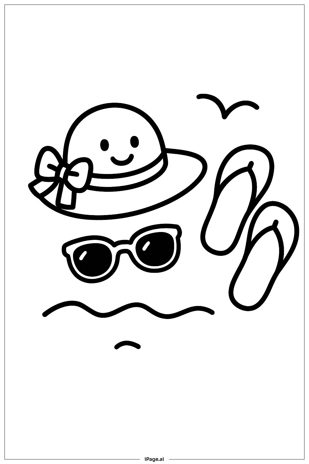  Página para colorear de Conjunto de Sombrero de Sol de Verano 