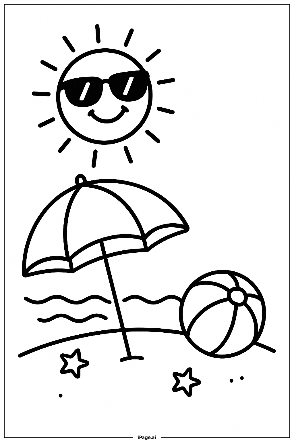  夏日阳光伞填色页 