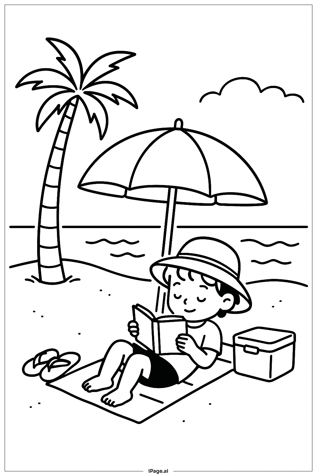  Página para colorear de Verano Bajo la Sombrilla 