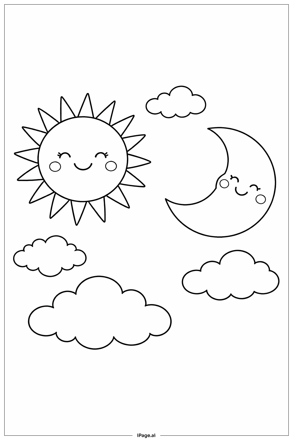  Page de coloriage Amis Soleil et Lune 
