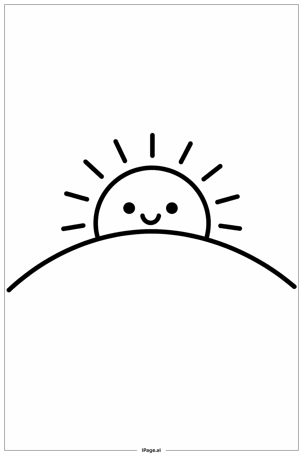  Page de coloriage Soleil Apparaissant sur la Colline 