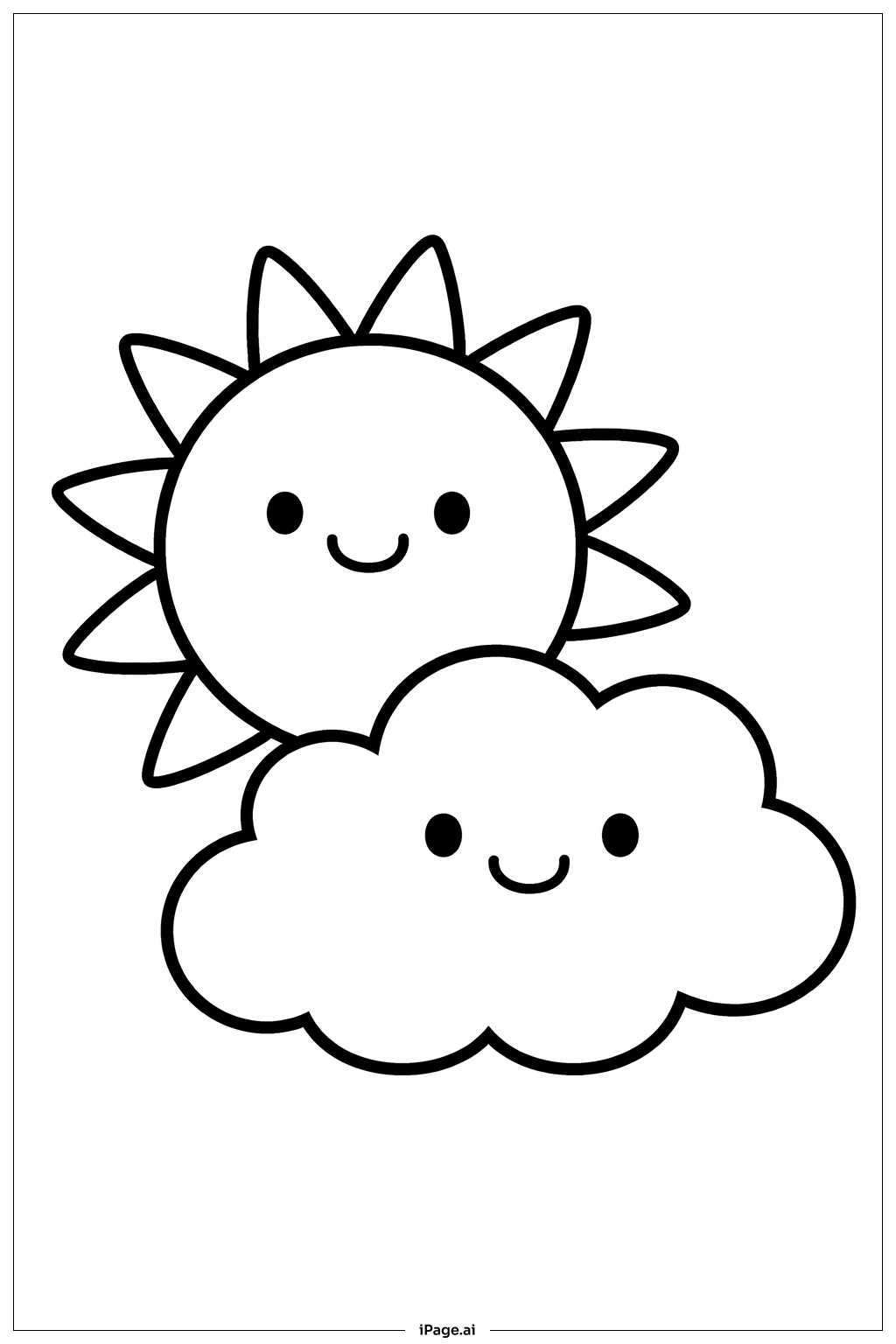  Page de coloriage Soleil et Nuage Ami 