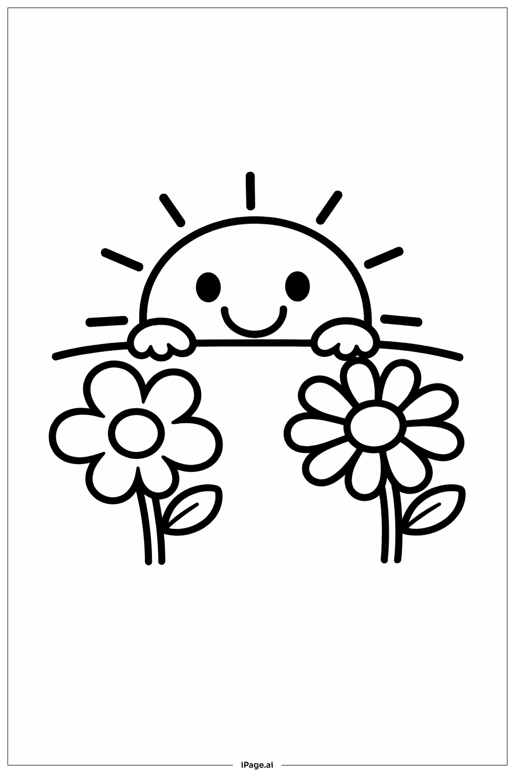 Sun With Flowers Coloring Page